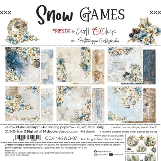 Snow Games Papierblock 8x8 Zoll mit winterlichen Motiven und Blumen