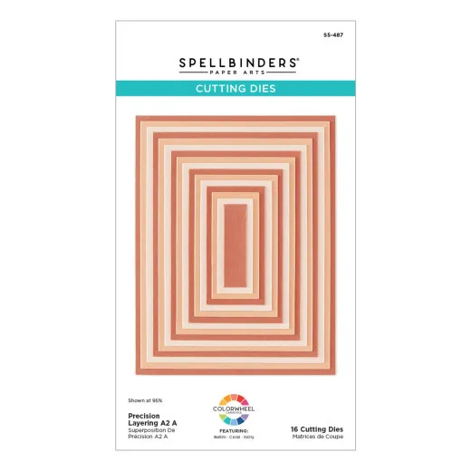 Spellbinders Precision Layering A2 A Stanzschablonen Set mit 16 Metallstanzen in Verpackung