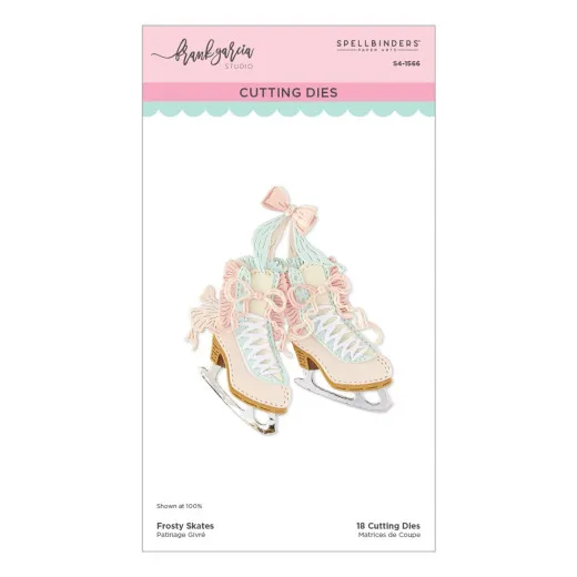 Spellbinders Frosty Skates Stanzschablonen Set in Pastellfarben auf weißem Hintergrund