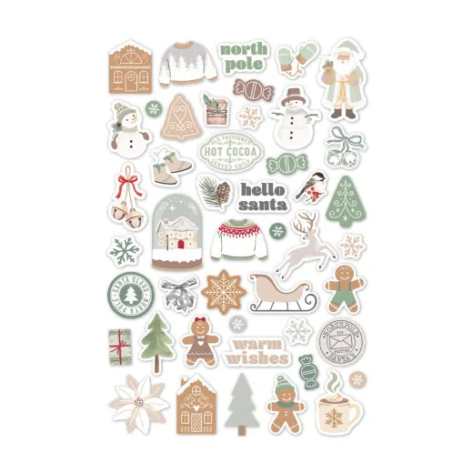 Spellbinders Sleigh Bells Ring Puffy Stickers Bogen mit weihnachtlichen Motiven