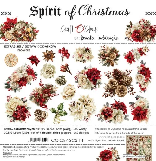 Craft O'Clock Spirit Of Christmas Extras Set Flowers by Renata Ludwinska mit weihnachtlichen Motiven