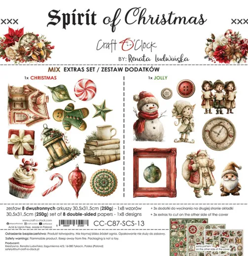 Spirit of Christmas Extras Set von Craft O'Clock mit weihnachtlichen Motiven und Bogenübersicht