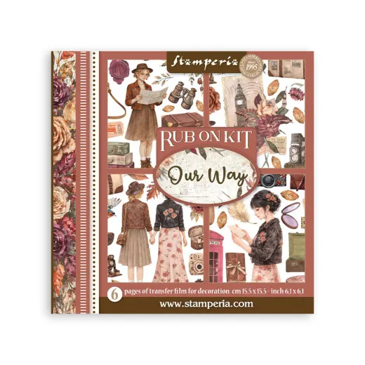 Stamperia Rub-On Assortment Our Way Packung mit 6 Transferfolien-Bögen, Vintage Design mit Frauen, Blüten und Accessoires