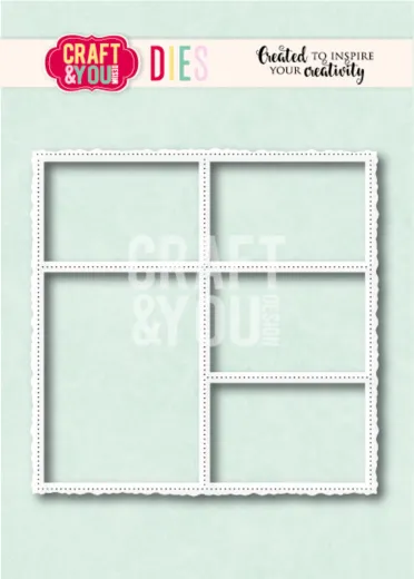 Craft & You Design Stanzschablone "Layout Old Frame" mit vierteiligem Foto-Rasterrahmen im Vintage-Look, Verpackungsfoto