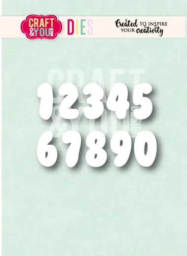 Craft & You Design Stanzschablone "Bubble Numbers" mit Ziffern 0 bis 9 in runder Blasenform, Verpackungsfoto