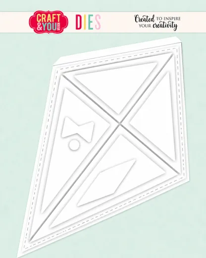 Craft & You Design Stanzschablone "Kite Base" in Drachenform mit Fähnchenschweif, Verpackungsfoto