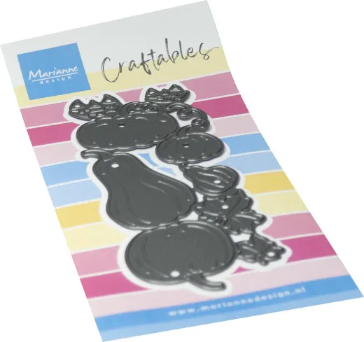 Craftables-Stanzform mit Kürbissen, Flaschenkürbis und Blättern.