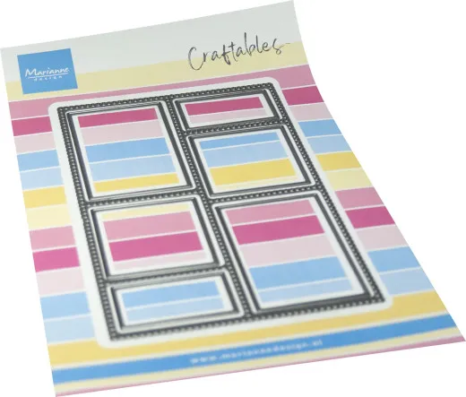 Craftables-Stanzform mit sechs unterschiedlich großen Briefmarken-Rahmen im Raster.