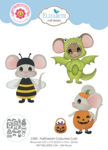 Stanzschablonen-Set Halloween Costumes Cute mit Mäusen im Bienen-, Drachen- und Kürbiskostüm, Elizabeth Craft Designs