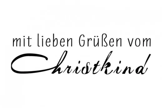 Stempelabdruck mit lieben Grüßen vom Christkind in schwarzer Schrift