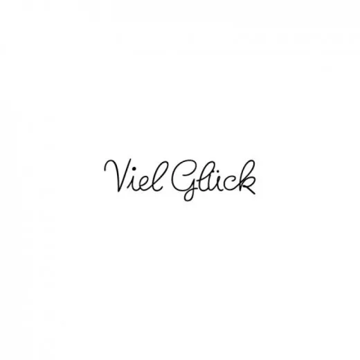 Holzstempel Viel Glück von Blau in Gelb mit handschriftlichem Motiv