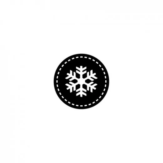 Schneeflocke Motiv im Kreis mit Nahtmuster als Stempelabdruck