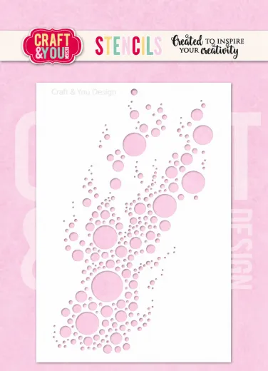 Craft & You Design Stencil "Bubbles" mit aufsteigenden Luftblasen unterschiedlicher Größe, Verpackungsfoto