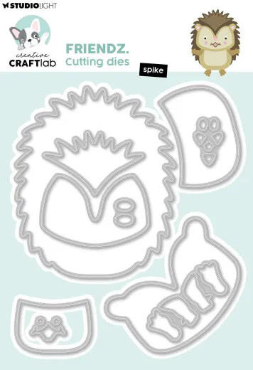 Studio Light Friendz Cutting Dies Spike, Set mit 10 Stanzschablonen für Igel-Motiv auf mintfarbener Verpackung