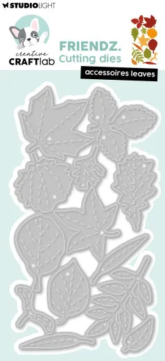 Studio Light Friendz Cutting Dies Accessoires Leaves, Stanzschablone mit 15 Blattmotiven auf mintfarbener Verpackung