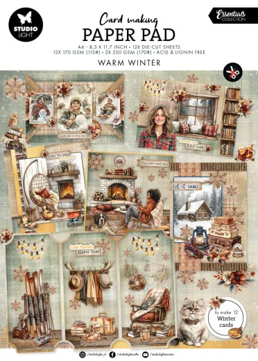 Studio Light Paper Pad Warm Winter Cover mit winterlichen Motiven für 12 Karten
