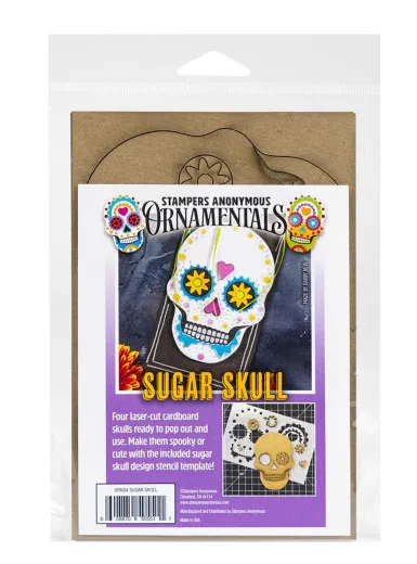 Stampers Anonymous Sugar Skull Chipboard in Verpackung mit Schablone