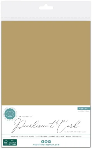 Verpackter Perlmutt-Karton A4 in Gold, 10 Bogen, The Essentials von Craft Consortium