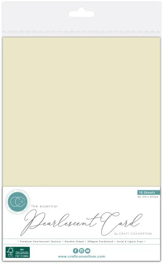Verpackter Perlmutt-Karton A4 in Ivory, 10 Bogen, The Essentials von Craft Consortium