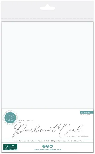 Verpackter Perlmutt-Karton A4 in Weiß, 10 Bogen, The Essentials von Craft Consortium