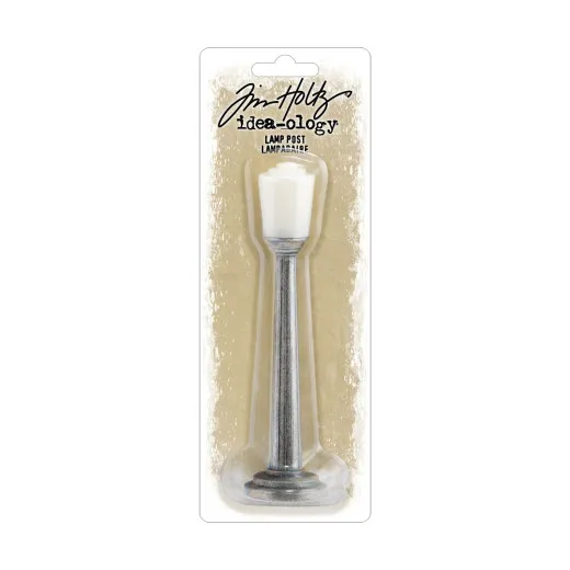 Tim Holtz Lamp Post Straßenlaterne in Verpackung, grauer Schaft mit weißem Lampenschirm, 12,6 cm