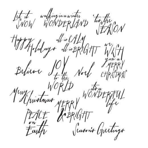 Tim Holtz Cling Stamps Mini Handwritten Holidays Stempelset mit 14 Weihnachtsmotiven in Handschriftoptik