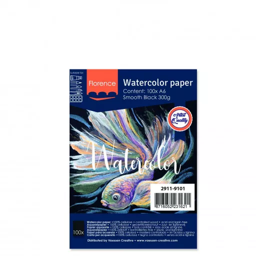 Florence A6 Aquarellpapier smooth - Schwarz