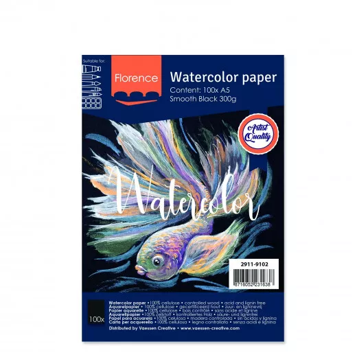 Florence A5 Aquarellpapier smooth - Schwarz