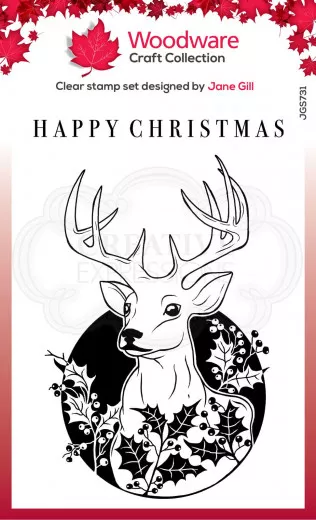 Clear Stamps - Happy Christmas Circle Deer