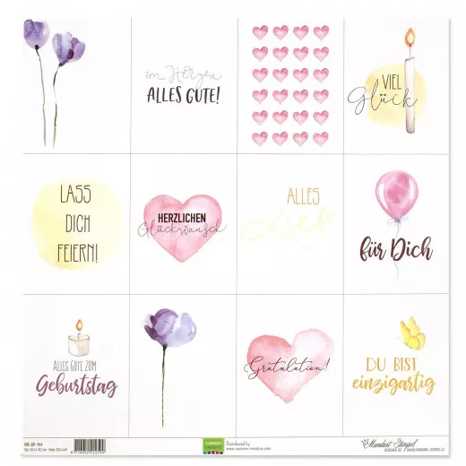 Vaessen Designpapier 12x12 - Tags für dich