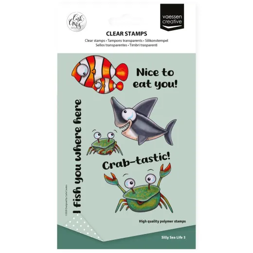 Vaessen Creative Clear Stamps Silly Sea Life 3 A6 Set mit Motiven von Carla Creates
