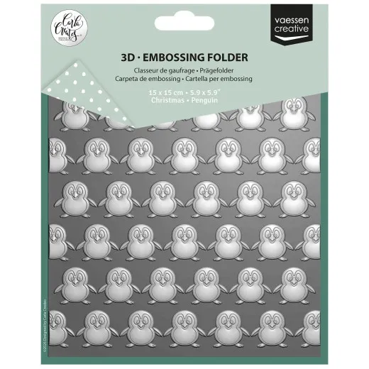 Vaessen Creative Embossing Folder Christmas Penguin von Carla Creates, 15 x 15 cm, in Verpackung