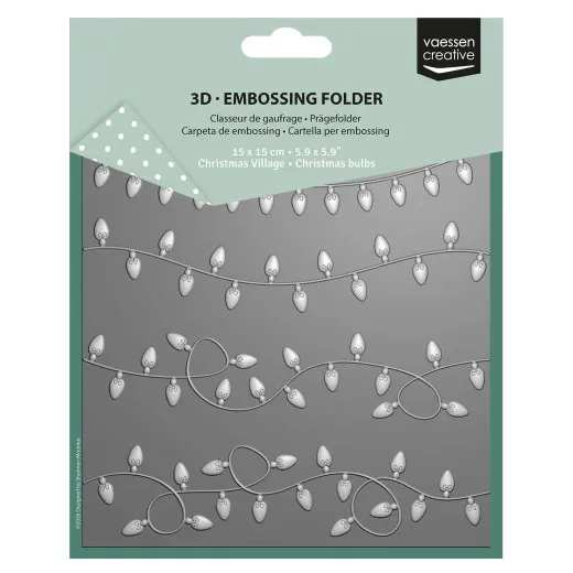 Verpackung Vaessen Creative 3D Embossing Folder Christmas Village mit Lichterketten-Motiv, 15 x 15 cm