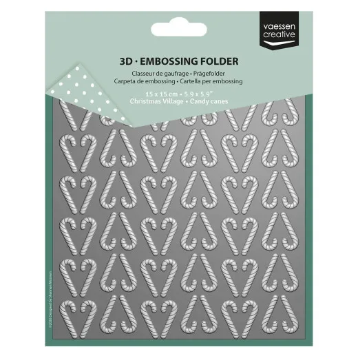 Vaessen Creative 3D Embossing Folder Zuckerstangen 15 x 15 cm in mintgrüner Verpackung