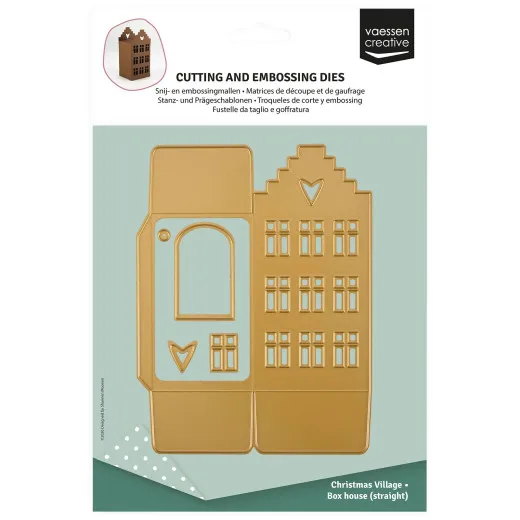 Verpackung Vaessen Creative Stanzschablonen-Set Christmas Village mit goldenen Dies für 3D-Häuschen mit Treppengiebel