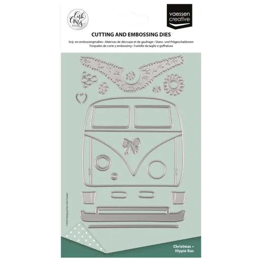 Verpackung Vaessen Creative Stanzschablonen-Set Hippie Bus 2 by Carla Creates mit 21 Metall-Dies