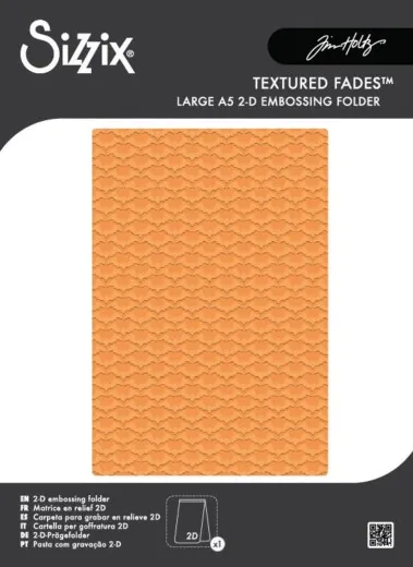 Verpackungsfoto des großen A5 2-D Embossing Folders mit durchgehendem Fledermaus-Muster.