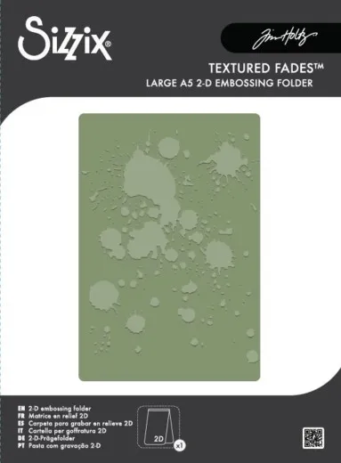 Verpackungsfoto des großen A5 2-D Embossing Folders mit Tintenklecks-Muster.