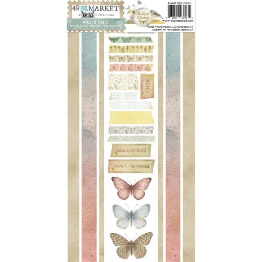 Verpackung der Washi-Bögen mit Schmetterlings-, Blüten- und Vogelmotiven der Kollektion The Quiet Observer.