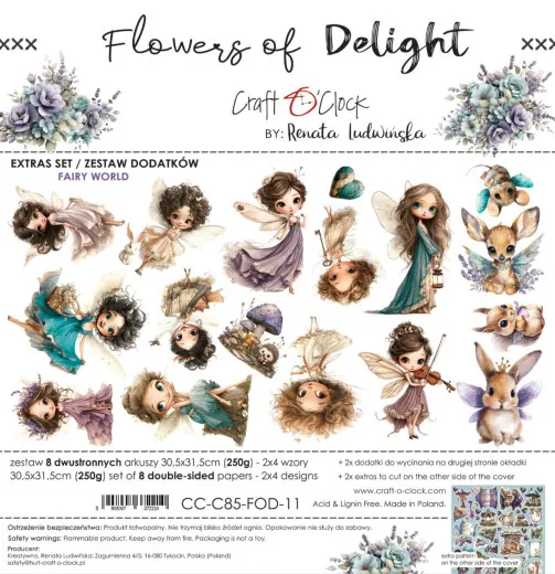 Verpackungsvorderseite des Zusatzsets Fairy World mit Elfen, Rehkitz und Waldtieren in Aquarelloptik