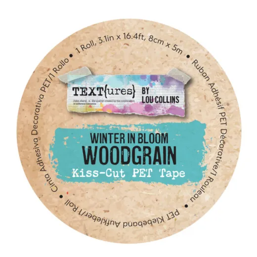 Rundes Verpackungsetikett des Kiss-Cut PET Klebebands Woodgrain in Holzoptik, 8 cm x 5 m.