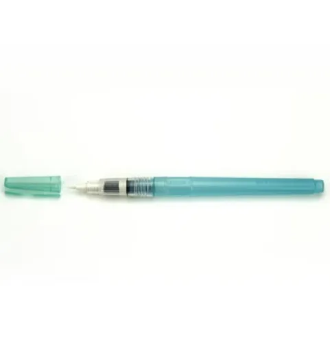 Wasserpinselstift mit feiner Detailspitze in Türkis, Kappe abgenommen