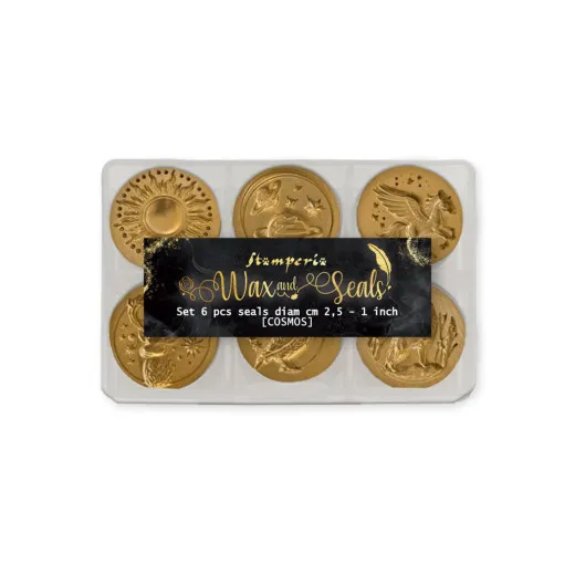 Box mit 6 goldenen Wachssiegeln Cosmos, Durchmesser je 2,5 cm