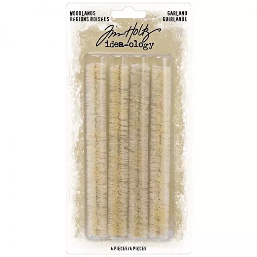 Tim Holtz Idea-Ology Woodlands Garland - 4er Set cremefarbene Flaschenbürsten-Girlanden, je 12,7 cm lang, in Originalverpackung