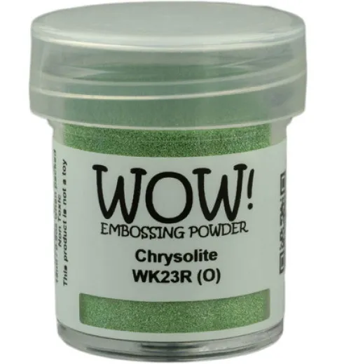 WOW! Embossing Powder Chrysolite WK23R in 15 ml Dose mit grünem Pulver und transparentem Deckel