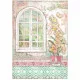 Stamperia Rice Paper - Orchids and Cats - Window