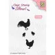 Clear Stamps - Silhouette Hahn, Huhn mit Küken