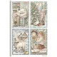 Stamperia Rice Paper - White Christmas by Cristina Radovan - 4 Cards