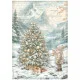Stamperia Rice Paper - White Christmas by Cristina Radovan - Tree by the Lake