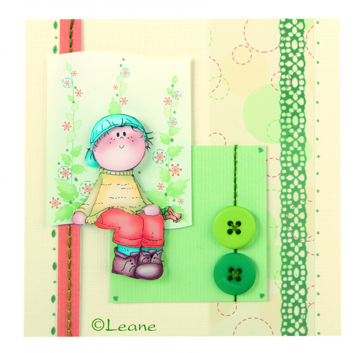 3D Karten Bastelpackung Bambinis grün + goldgelb - Bastel-Welt Schobes